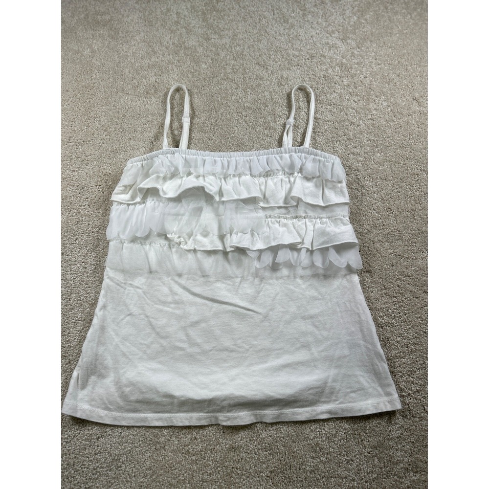 Maurices Womens Size S White Tank Ruffles Coquette Festival Boho